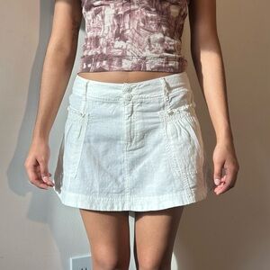 White Mini Skirt with Pockets